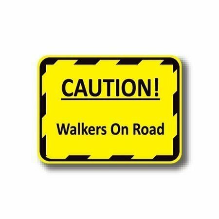 ERGOMAT 24in x 18in RECTANGLE SIGNS - Caution! Walkers On Road DSV-SIGN 432 #2166 -UEN